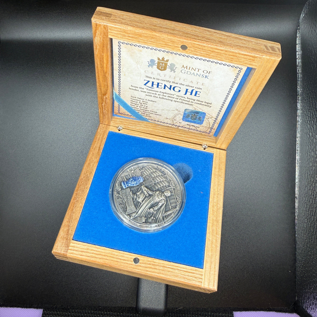 2021 Niue Famous Explorers Zheng He 2 oz Silver Coin with Box & COA