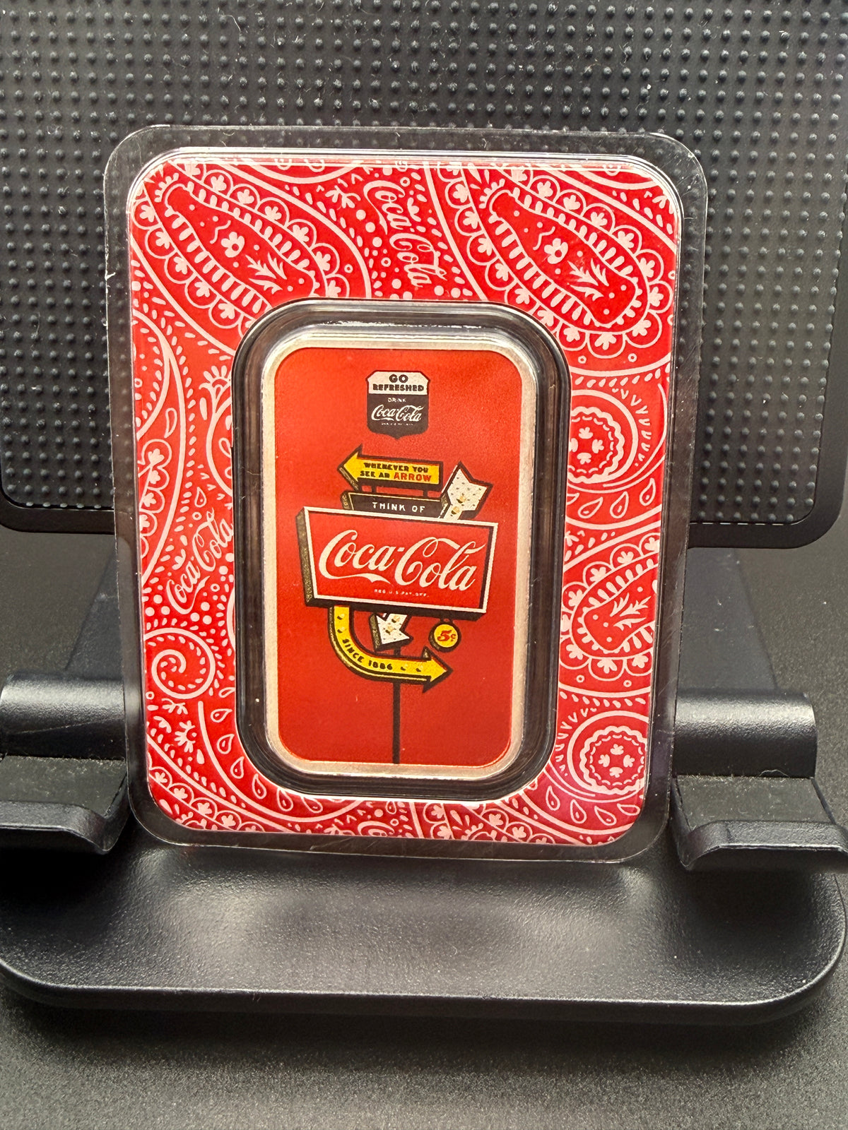 Coca-Cola Diner Sign 1 oz .999 Silver Colorized Bar in Paisley Assay Card
