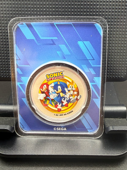 Sonic the Hedgehog 1 oz .999 Silver Colorized Round in Blue Sonic Card