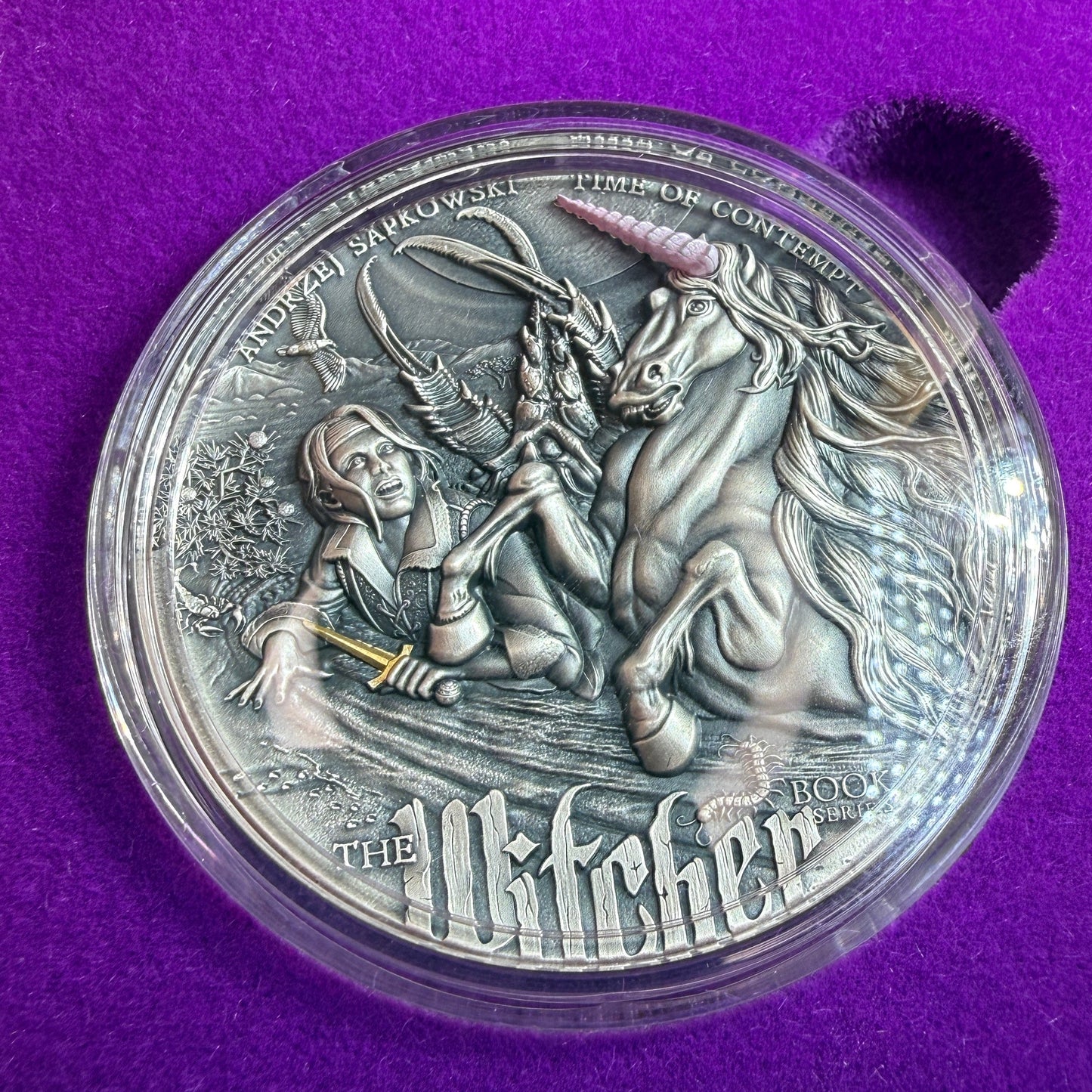 2022 Niue The Witcher: Time of Contempt 2 oz Silver Antiqued Coin w/ Box & COA