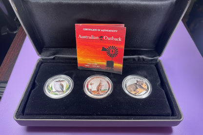 2012 Perth Mint Australian Outback Colorized Silver Three-Coin Set 1.5 oz