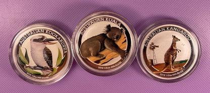 2012 Perth Mint Australian Outback Colorized Silver Three-Coin Set 1.5 oz