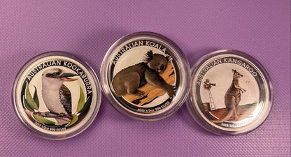 2012 Perth Mint Australian Outback Colorized Silver Three-Coin Set 1.5 oz