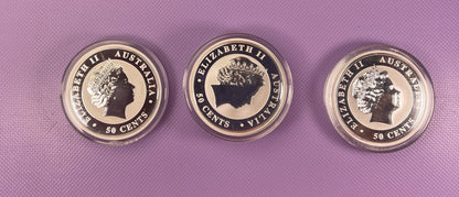 2012 Perth Mint Australian Outback Colorized Silver Three-Coin Set 1.5 oz