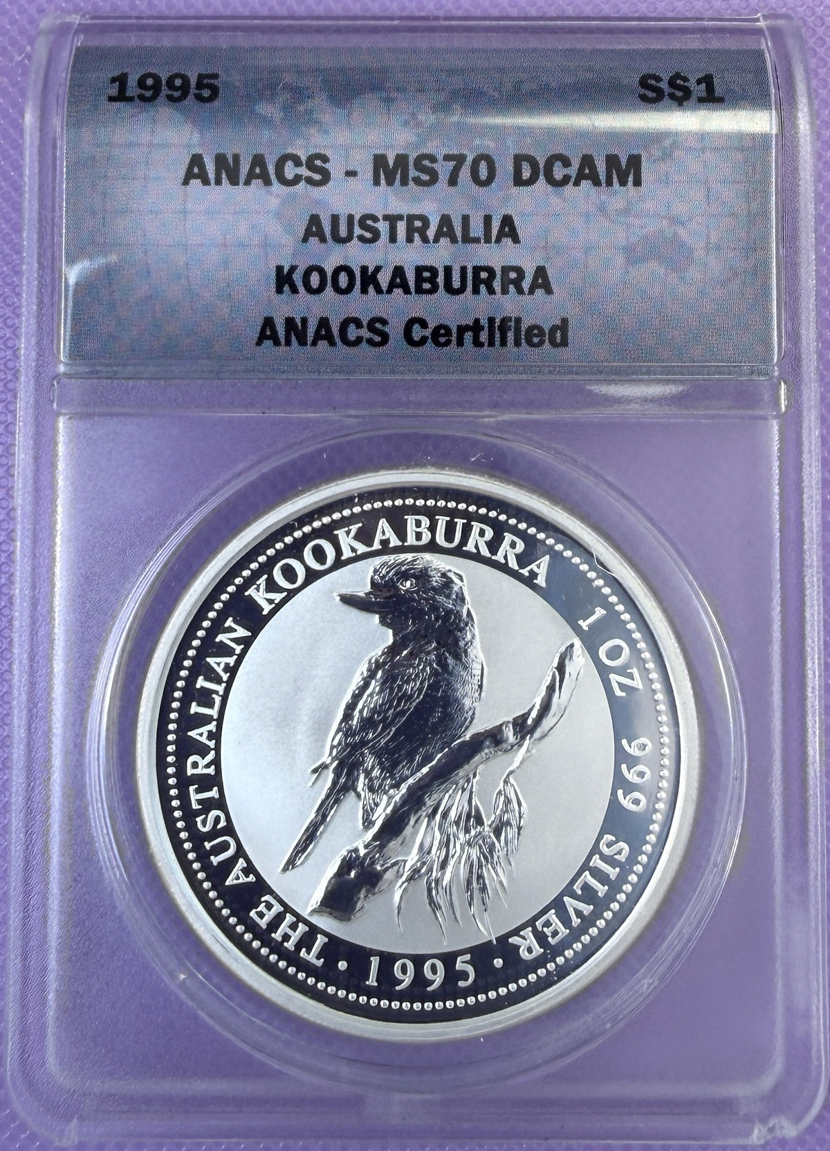 1995 Australia Kookaburra 1 oz Silver $1 ANACS MS70 DCAM