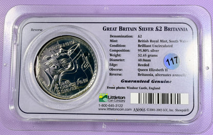 2003 Great Britain Britannia 1 oz Silver £2 Coin BU in Littleton Showpak