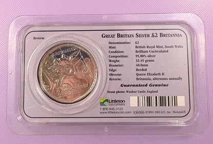 2003 Great Britain Britannia 1 oz Silver £2 Coin BU in Littleton Showpak