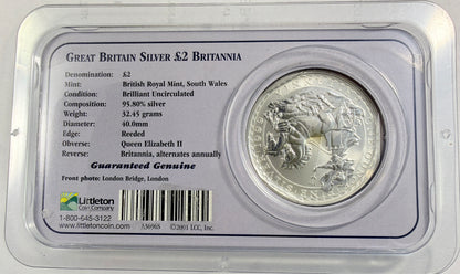 1999 Great Britain Britannia 1 oz Silver £2 Coin BU Littleton Coin Company (Copy)
