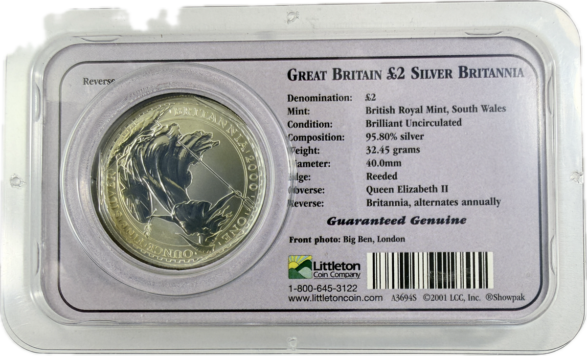 2000 Great Britain Britannia 1 oz Silver £2 Coin BU Littleton Coin Company