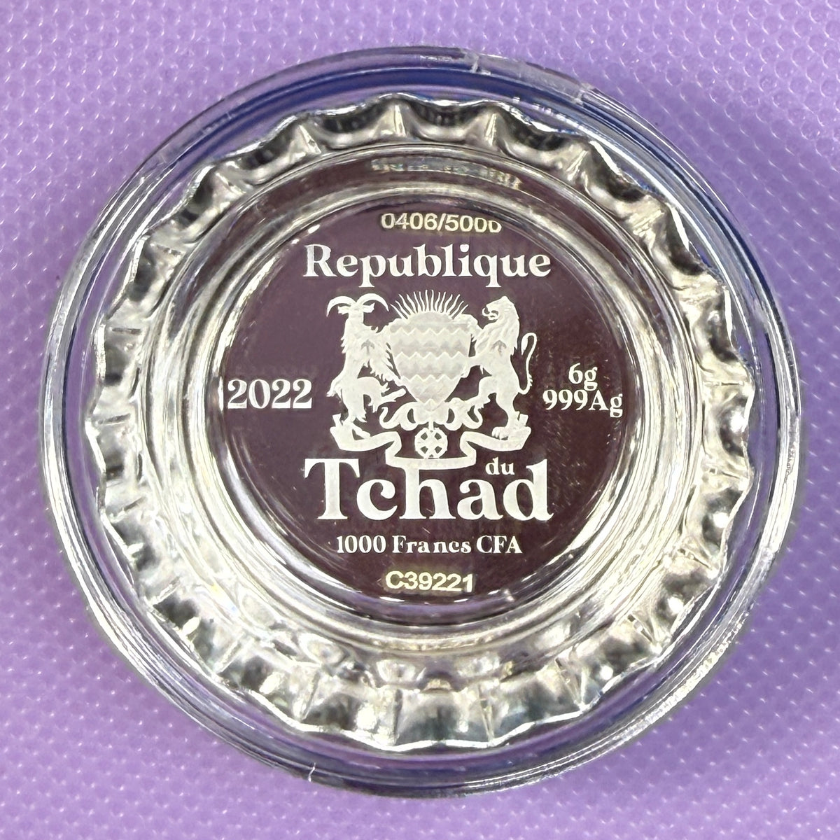 2022 Chad Van Gogh Bottle Cap 6g Silver Colorized Proof Coin – Box & COA