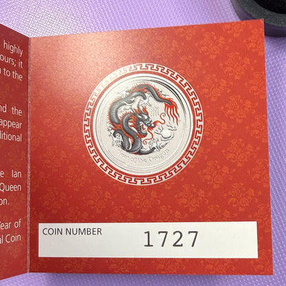 2012 Perth Mint Black Dragon 1 oz Silver Coin – Berlin World Money Fair – Box & COA