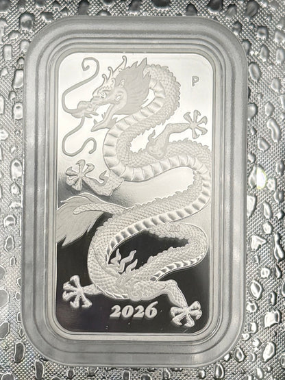 2026-P Australia Dragon $1 1 oz .9999 Silver Proof Rectangular Box & COA