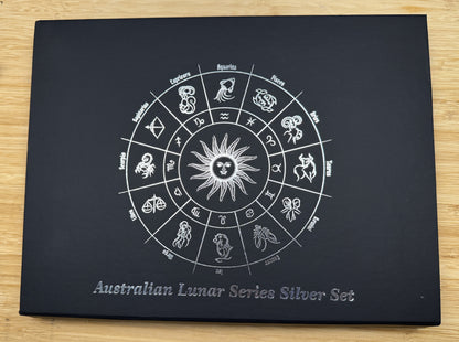 Premium Black Storage Box for 1 oz Perth Mint Lunar Series I & III Coins – Interchangeable – Silver Foil Zodiac Design