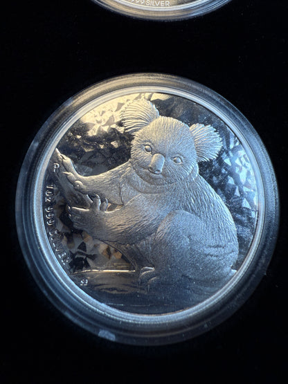 Complete 2007–2025 Australian Silver Koala Set – Beautiful Full Run in Volterra Display Box!