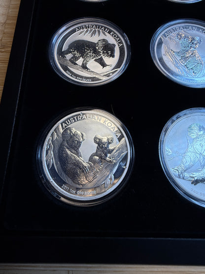 Complete 2007–2025 Australian Silver Koala Set – Beautiful Full Run in Volterra Display Box!