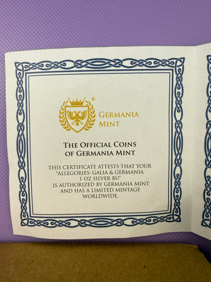 2023 Germania Alegorías Galia y Germania Moneda BU con Certificado de Autenticidad