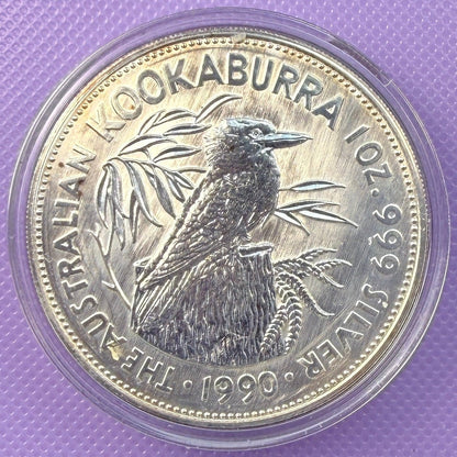 1990 Australia Kookaburra 1 oz Silver Coin .999 Fine BU