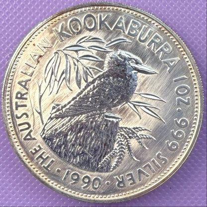 1990 Australia Kookaburra 1 oz Silver Coin .999 Fine BU