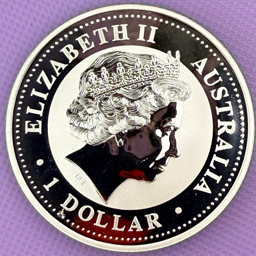 1999 Australia Kookaburra 1 oz Silver Coin Perth Mint .999 Fine Silver with Delaware Privy