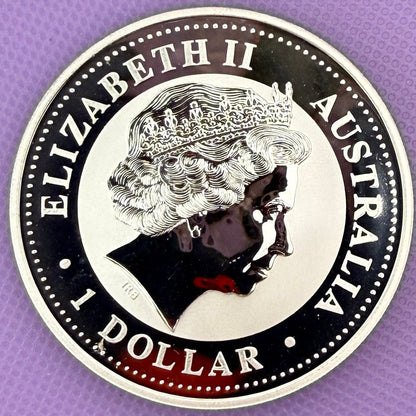 1999 Australia Kookaburra 1 oz Silver Coin Perth Mint .999 Fine Silver with Delaware Privy