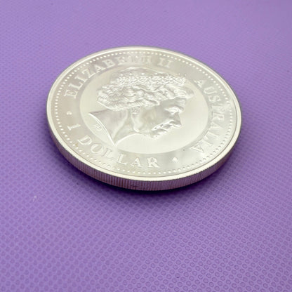 1999 Australia Kookaburra 1 oz Silver Coin Perth Mint .999 Fine Silver with Delaware Privy
