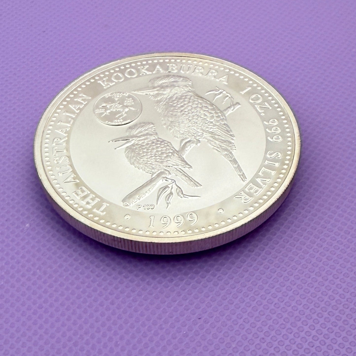 1999 Australia Kookaburra 1 oz Silver Coin Perth Mint .999 Fine Silver with Delaware Privy