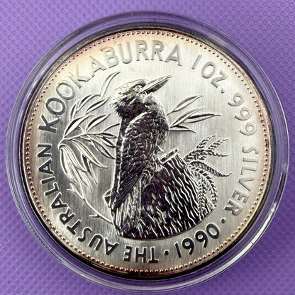 1990 Australia Kookaburra 1 oz Silver Coin .999 Fine Silver Coin
