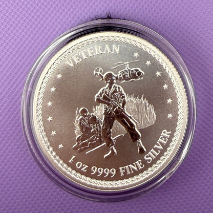 2022 Veteran 1 oz .9999 Fine Silver Coin – Military Tribute Round $2 Dollars