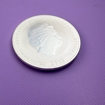 2012 Australia Year of the Dragon 1 oz Colorized 0.999 Fine Silver