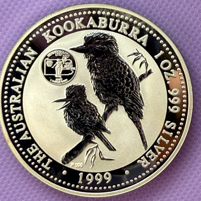 1999 Australia Kookaburra 1 oz Silver Coin .999 Fine BU with Pennsylvania Privy