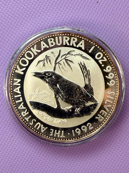 1992 Australia Kookaburra 1 oz Silver Coin .999 Fine Silver Coin