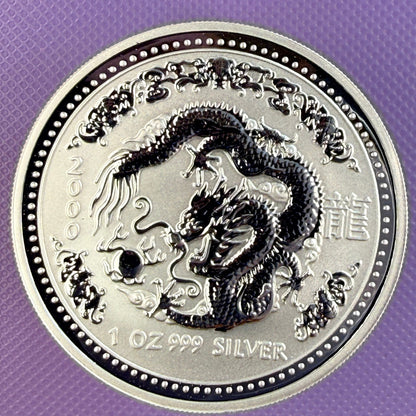 2000 Australia Year of the Dragon 1 oz 0.999 Fine Silver