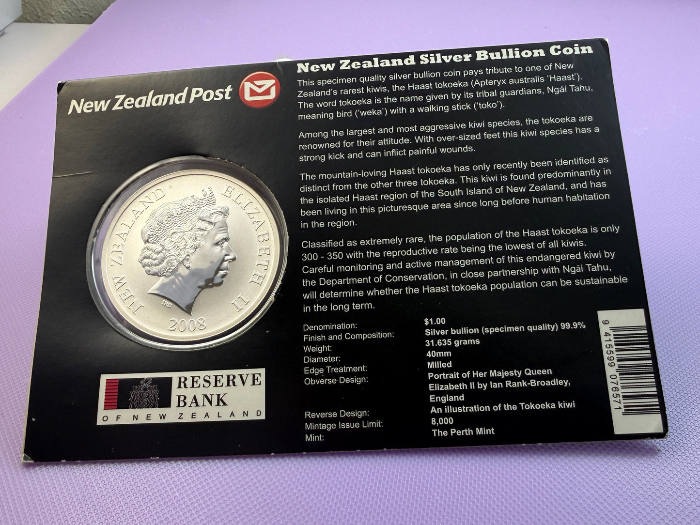 2012 New Zealand Kiwi Treasures Kowhai Coin in Original Display Card
