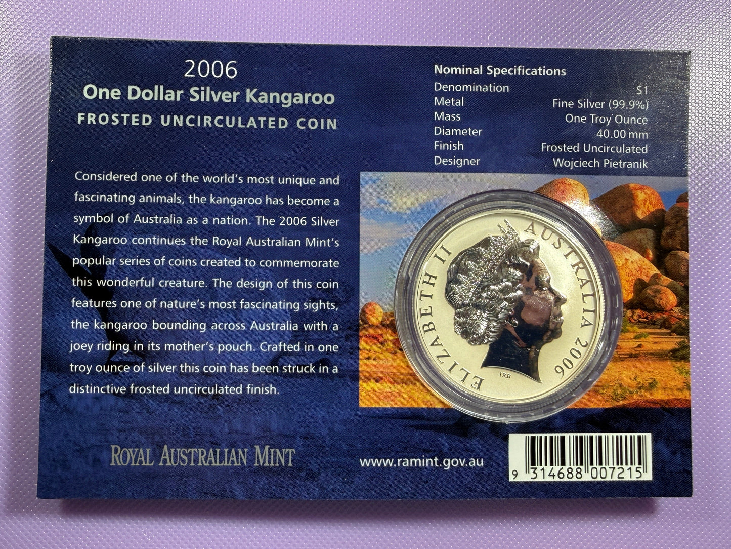 2007 Australia 1 oz Silver Kookaburra BU in Original Display Card | Perth Mint