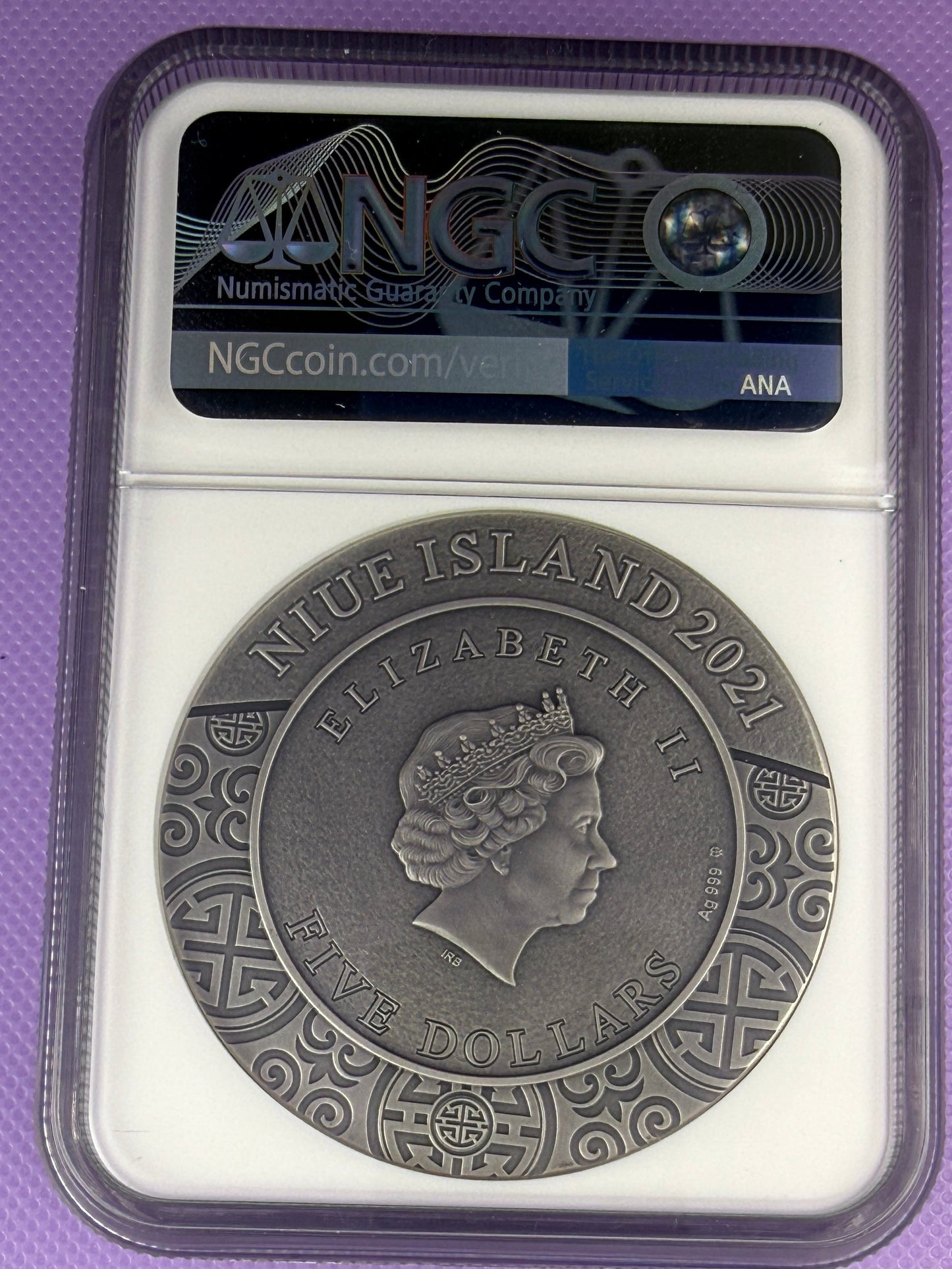 2021 Niue Famous Chinese Warriors Sima Yi 2 oz Silver Antiqued Coin NGC MS70 Seven K Label