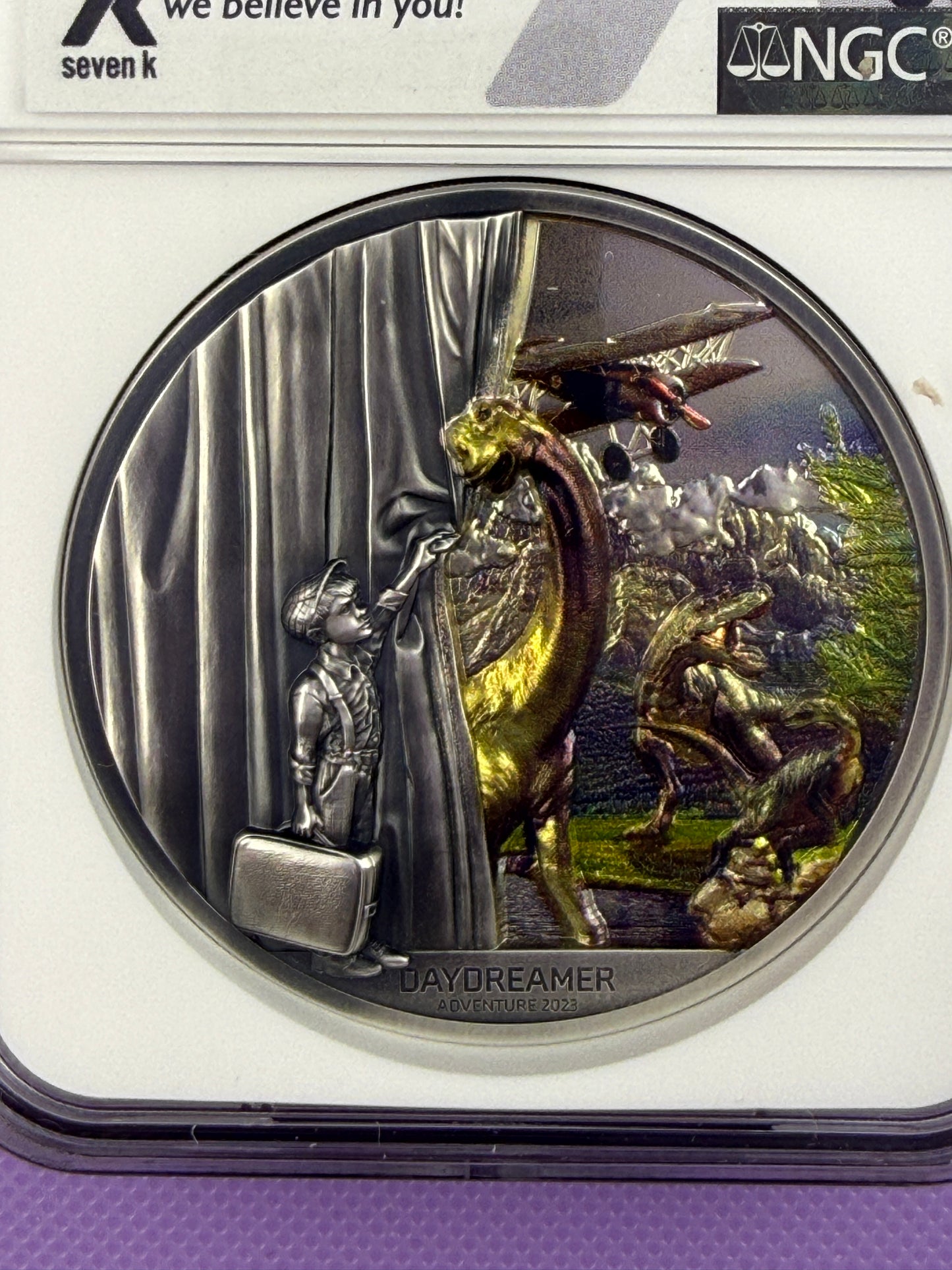2023 Palau Daydreamer Adventure 2 oz Silver Antiqued Coin NGC MS70 Seven K Label