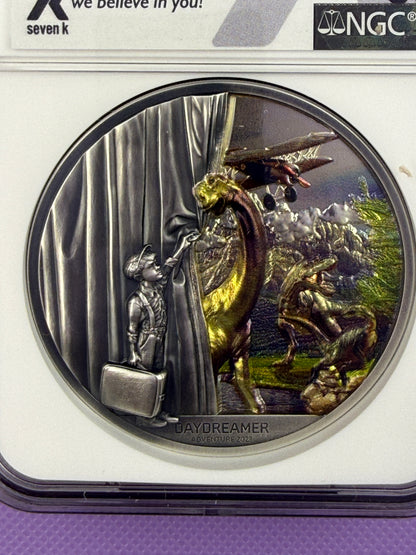2023 Palau Daydreamer Adventure 2 oz Silver Antiqued Coin NGC MS70 Seven K Label