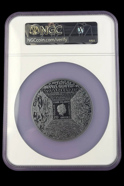 2023 Cook Islands $20 “Mona Lisa” Graffiti Art – NGC MS70 Antiqued