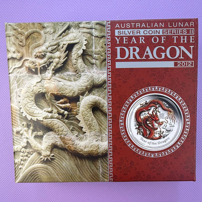 2012 Australia Year of the Dragon 1/2 oz Silver Proof Colorized Coin | Perth Mint | Box & COA (Copy)