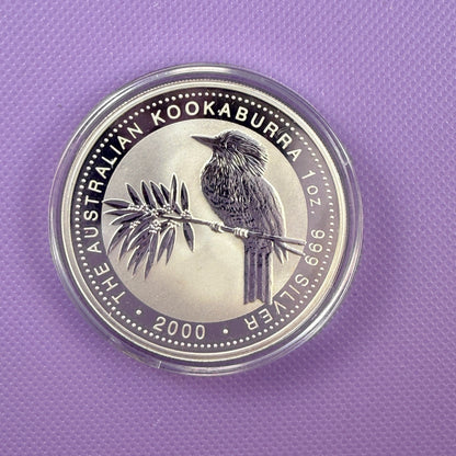 Moneda de Plata Kookaburra de Australia de 2000, 1 oz, Plata Fina .999