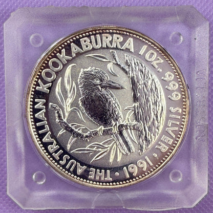 1991 Australia Kookaburra Moneda de Plata de 1 oz .999 Fina BU