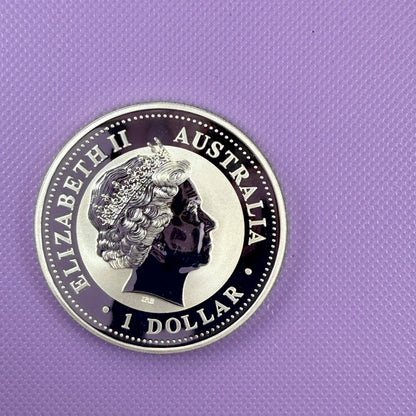 Moneda de plata de 1 oz Kookaburra Australia 2001, Plata .999 Fina