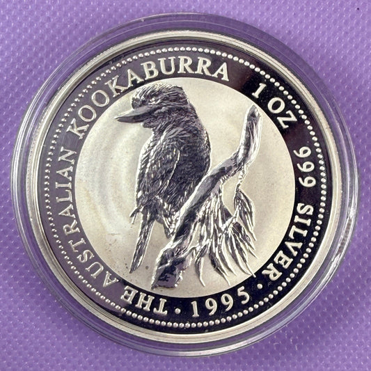 1995 Australia Kookaburra Moneda de Plata de 1 oz .999 Fina BU