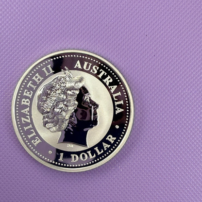 2004 Australia Kookaburra Moneda de Plata de 1 oz .999 Fina con Cápsula