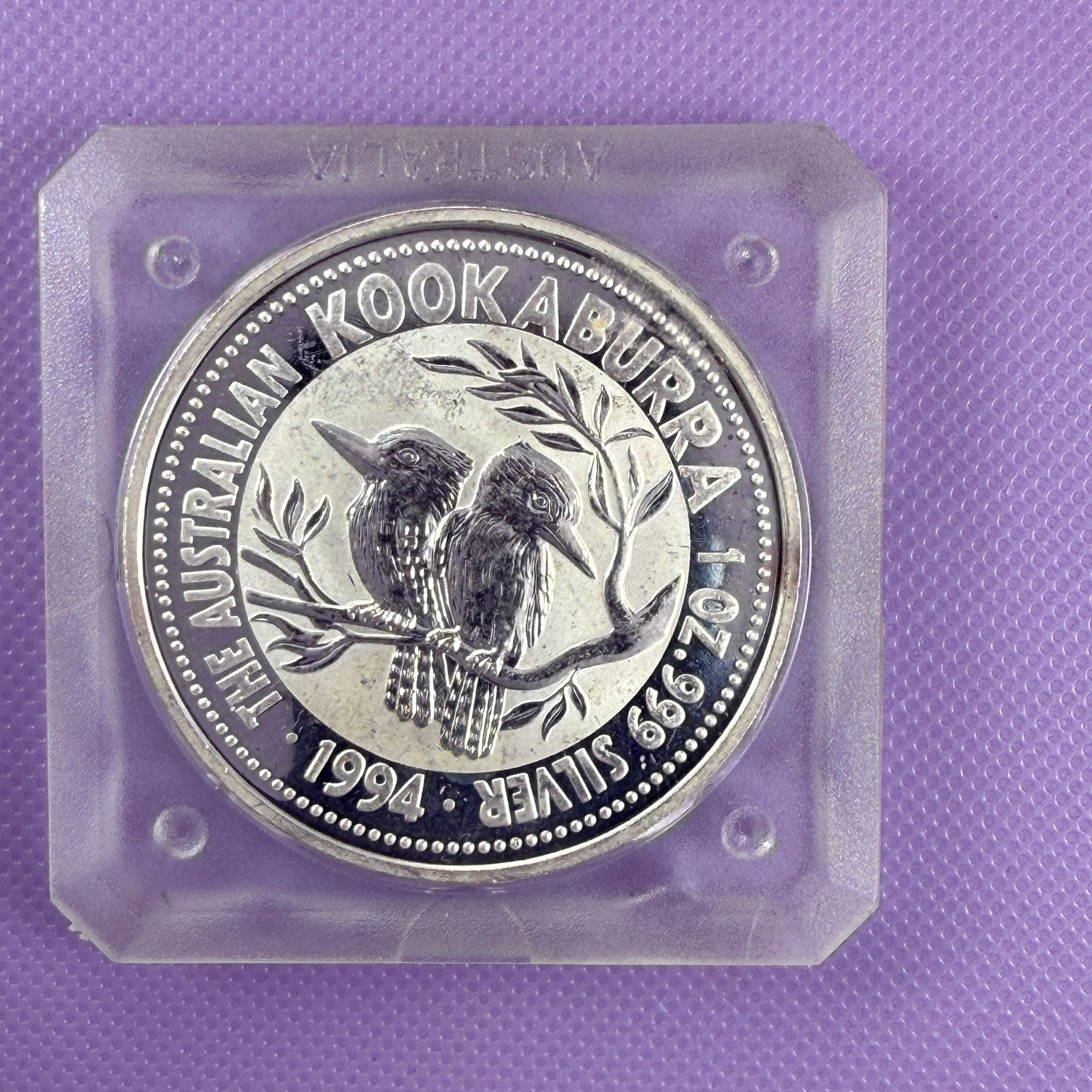 Moneda de plata Kookaburra de Australia de 1 onza de 1994 .999 Fina BU
