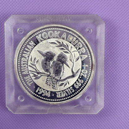 Moneda de plata Kookaburra de Australia de 1 onza de 1994 .999 Fina BU