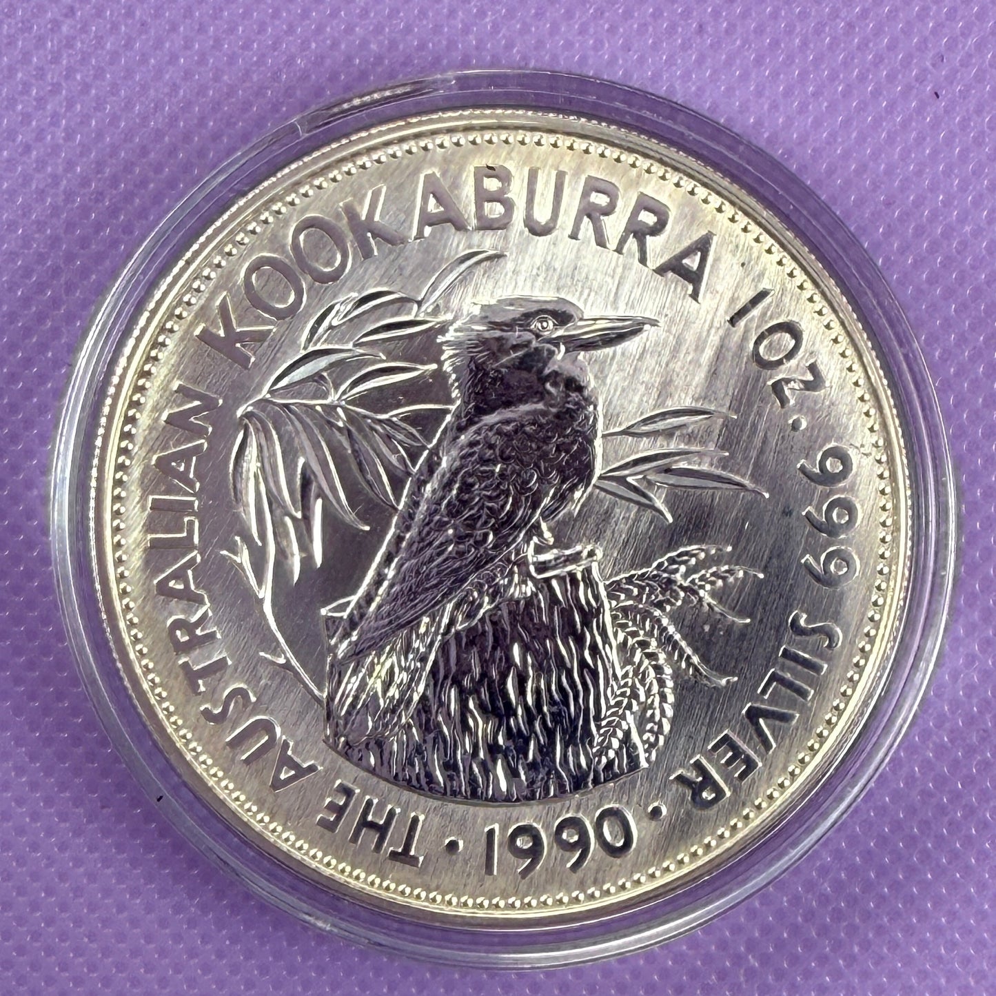 1990 Australia Kookaburra 1 oz Moneda de Plata .999 Fina BU