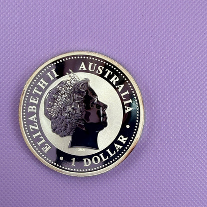 Moneda de plata Kookaburra de 1 oz de 2004 de Australia, plata fina .999