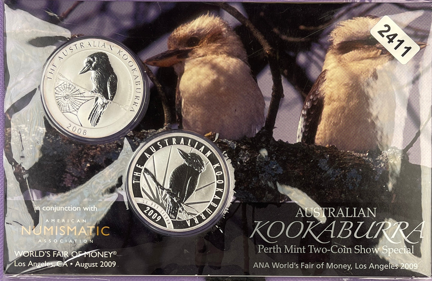2009 Australia Los Angeles 2 coin Show Card BU Low #142