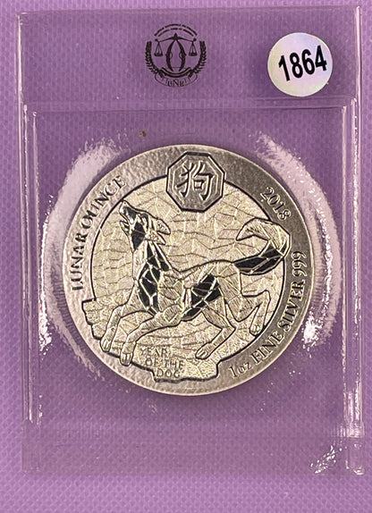 2018 Rwanda Year of the Dog, Silver - 1 oz BU
